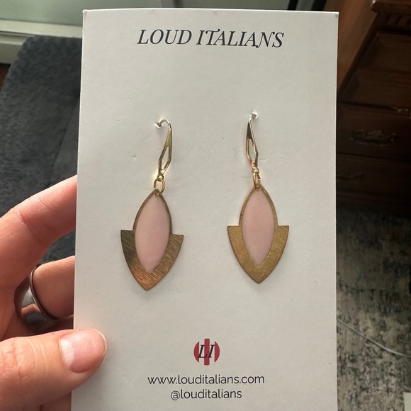 Loud Italians Jewelry - Loud Italians Gold Tone Pink Geometric Drop Earrings‎